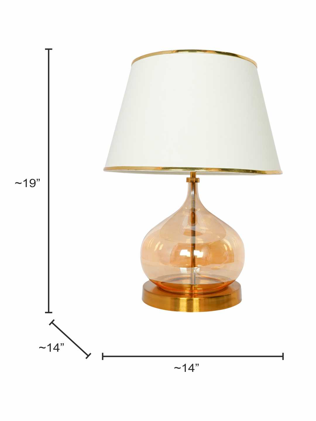 Elegant Teardrop Glass Table Lamp with Golden Luster, Off-White Shade