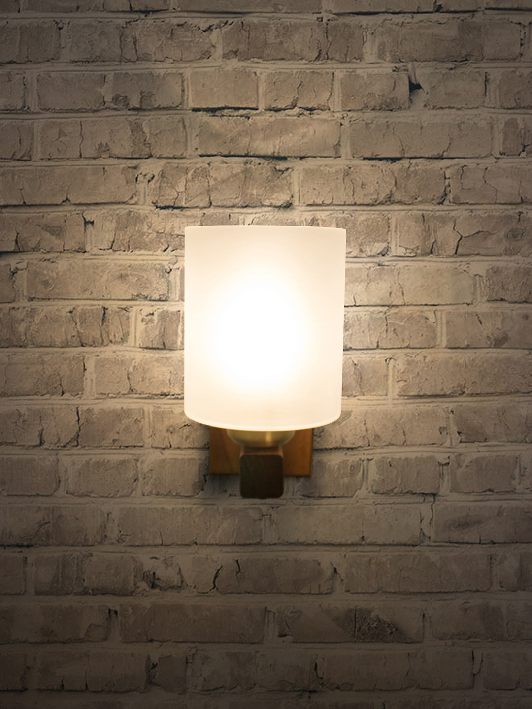 Brown Wood Glass 1-Light Wall Sconce – 22.9 cm