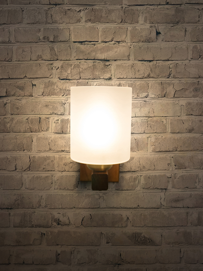 Brown Wood Glass 1-Light Wall Sconce – 22.9 cm