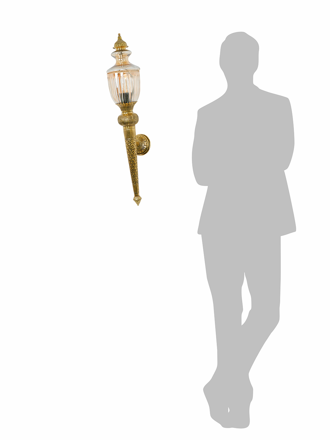 Classic Mashaal Antique Brass Wall Sconce with Cut Glass Trophy Top