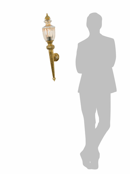 Classic Mashaal Antique Brass Wall Sconce with Cut Glass Trophy Top