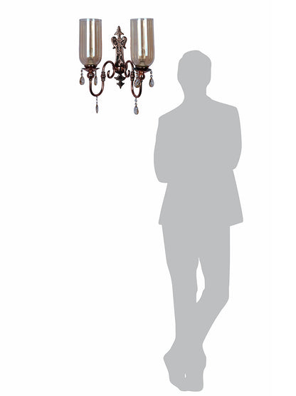 Copper Mild Steel Glass 2-Light Wall Sconce – 49.5 cm