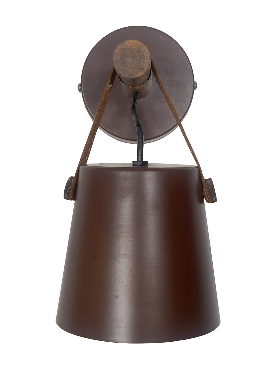 New York Style Round Bucket Wall Sconce Lamp with Elegant Leather Belt Accent
