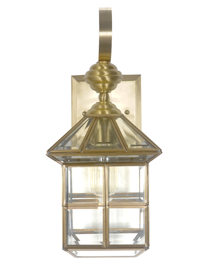 Elegant Regal Beveled Glass Hut Brass Wall Lantern Sconce Lighting Fixture