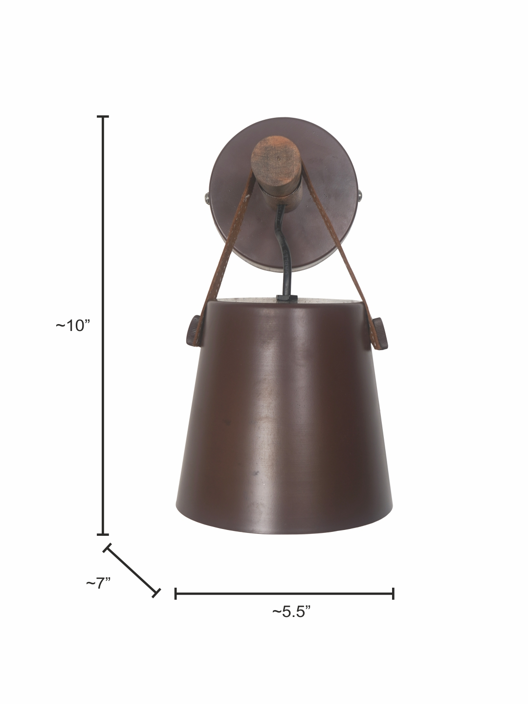 New York Style Round Bucket Wall Sconce Lamp with Elegant Leather Belt Accent