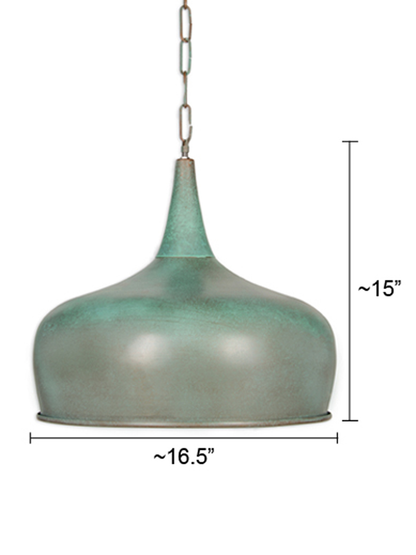 Industrial Patina Onion Dome Hanging Light for Dining, Kitchen, Living Room