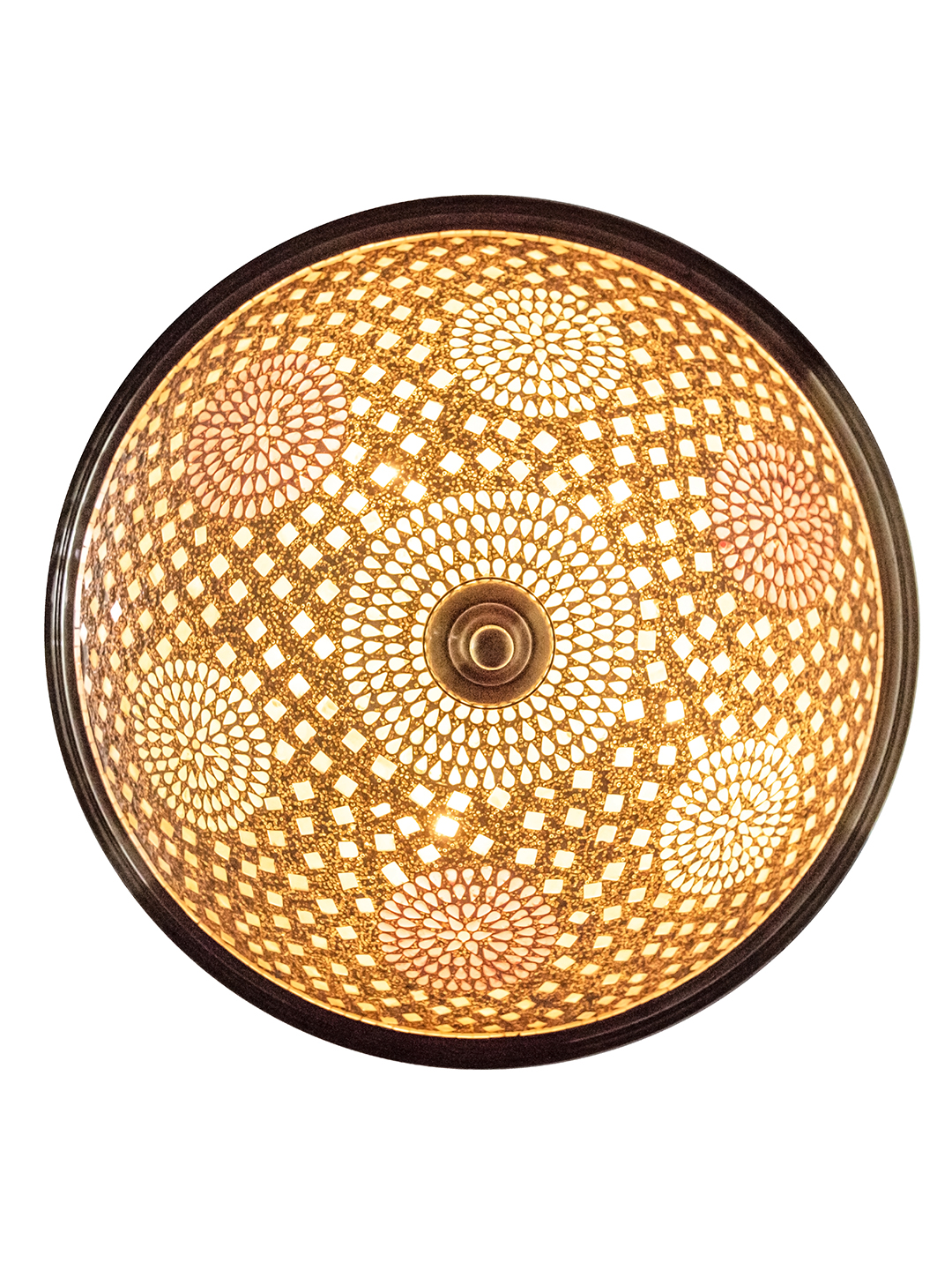 Elegant Antique Brass 5-Light Hanging Pendant Lamp with Mosaic Glass Shade