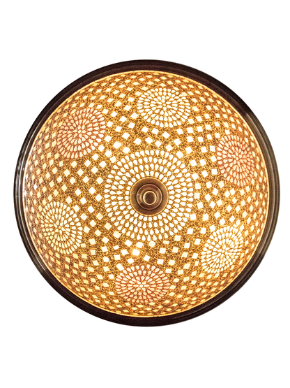 Elegant Antique Brass 5-Light Hanging Pendant Lamp with Mosaic Glass Shade