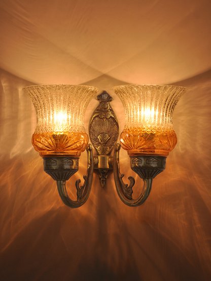 Usha 5 Light Antique Brass Chandelier with Frosted Glass Shades, Traditional Design