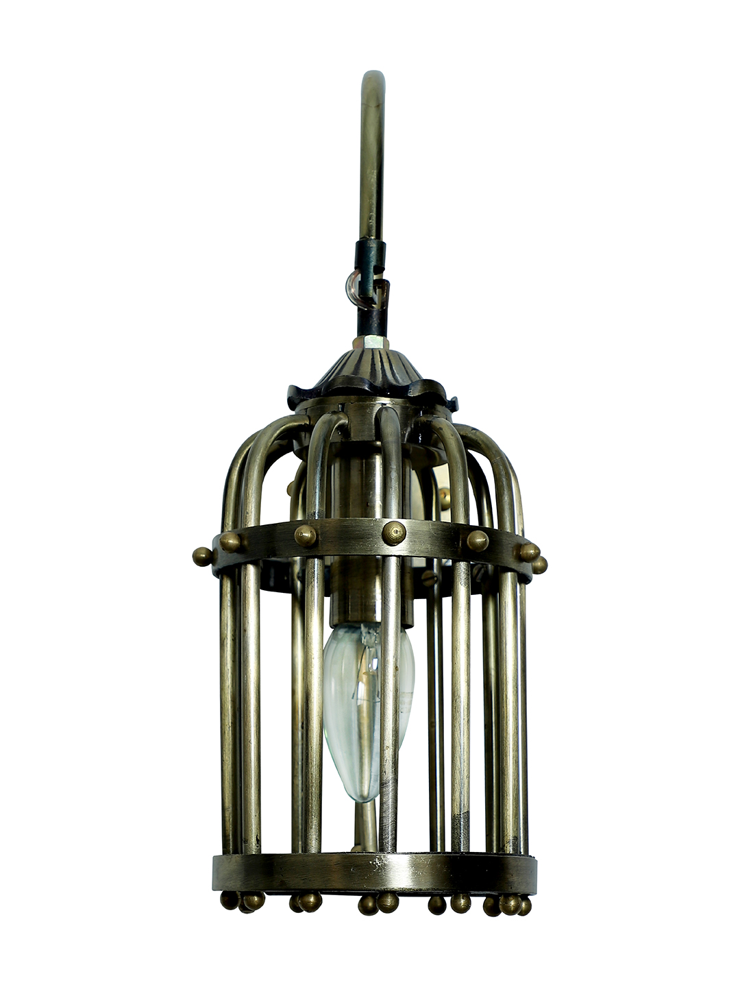 Vintage Inspired Small Birdcage Wall Sconce, Antique Brass Finish Indoor Lighting