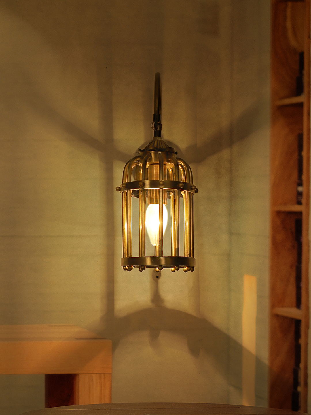 Vintage Inspired Small Birdcage Wall Sconce, Antique Brass Finish Indoor Lighting