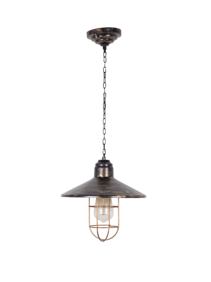 English Farmhouse Style Antique Gold Pendant Light Vintage Industrial Cage Frame