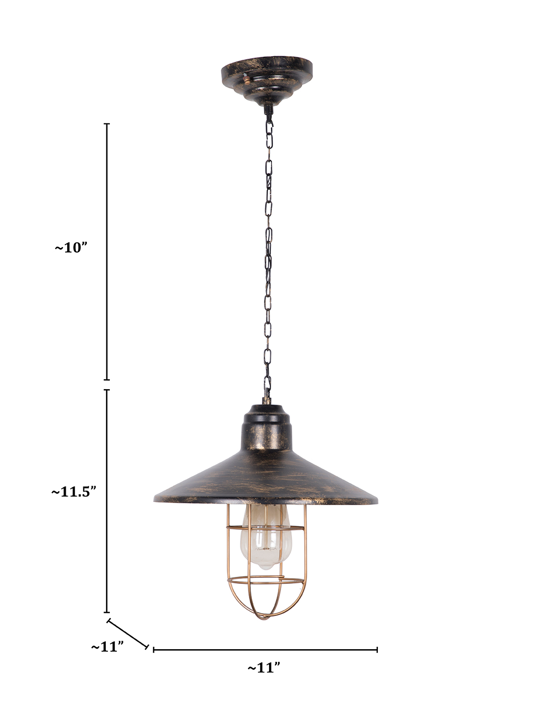 English Farmhouse Style Antique Gold Pendant Light Vintage Industrial Cage Frame