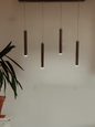 Modern Flute Tubular Wooden Finish LED Pendant Light for Dining Living Room