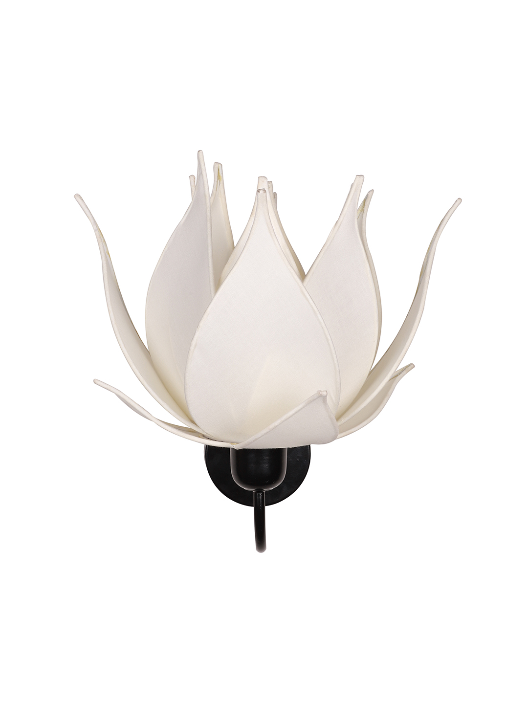 Elegant Ivory Blooming Lotus Fabric Wall Sconce | Modern Decorative Ambient Lighting