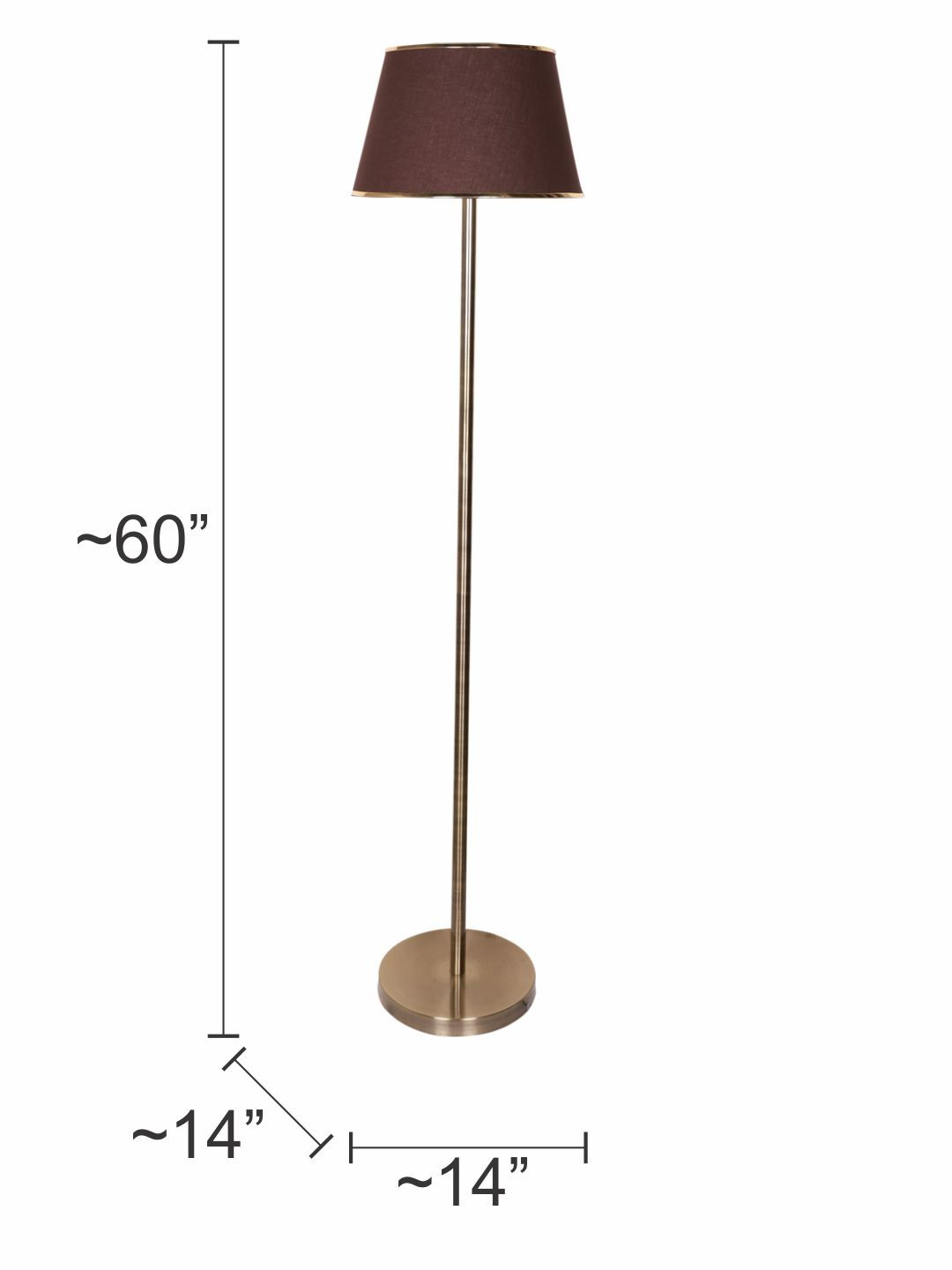 Elegant Antique Brass Pipe Floor Lamp with Brown Golden Beaded Fabric Shade