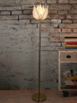 Elegant Ivory Lotus Antique Brass Floor Lamp - Modern Tall Standing Light
