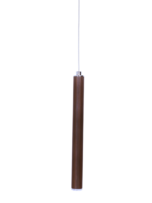 Modern Flute Tubular Wooden Finish LED Pendant Light for Dining Living Room