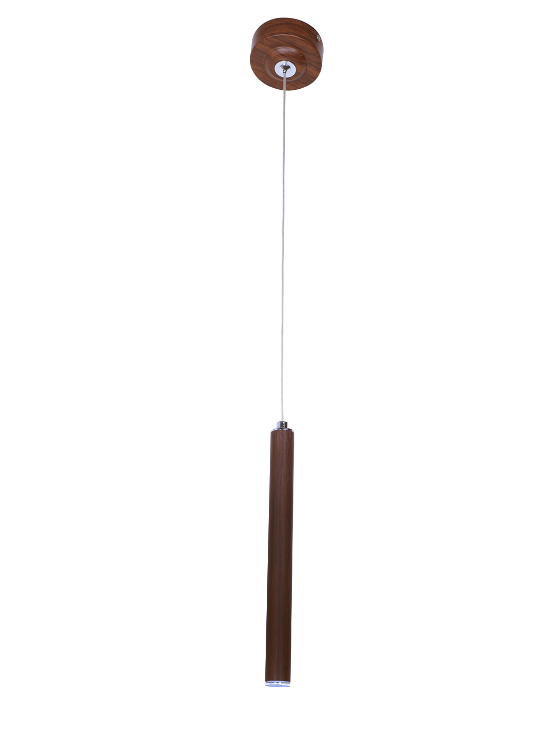 Modern Flute Tubular Wooden Finish LED Pendant Light for Dining Living Room