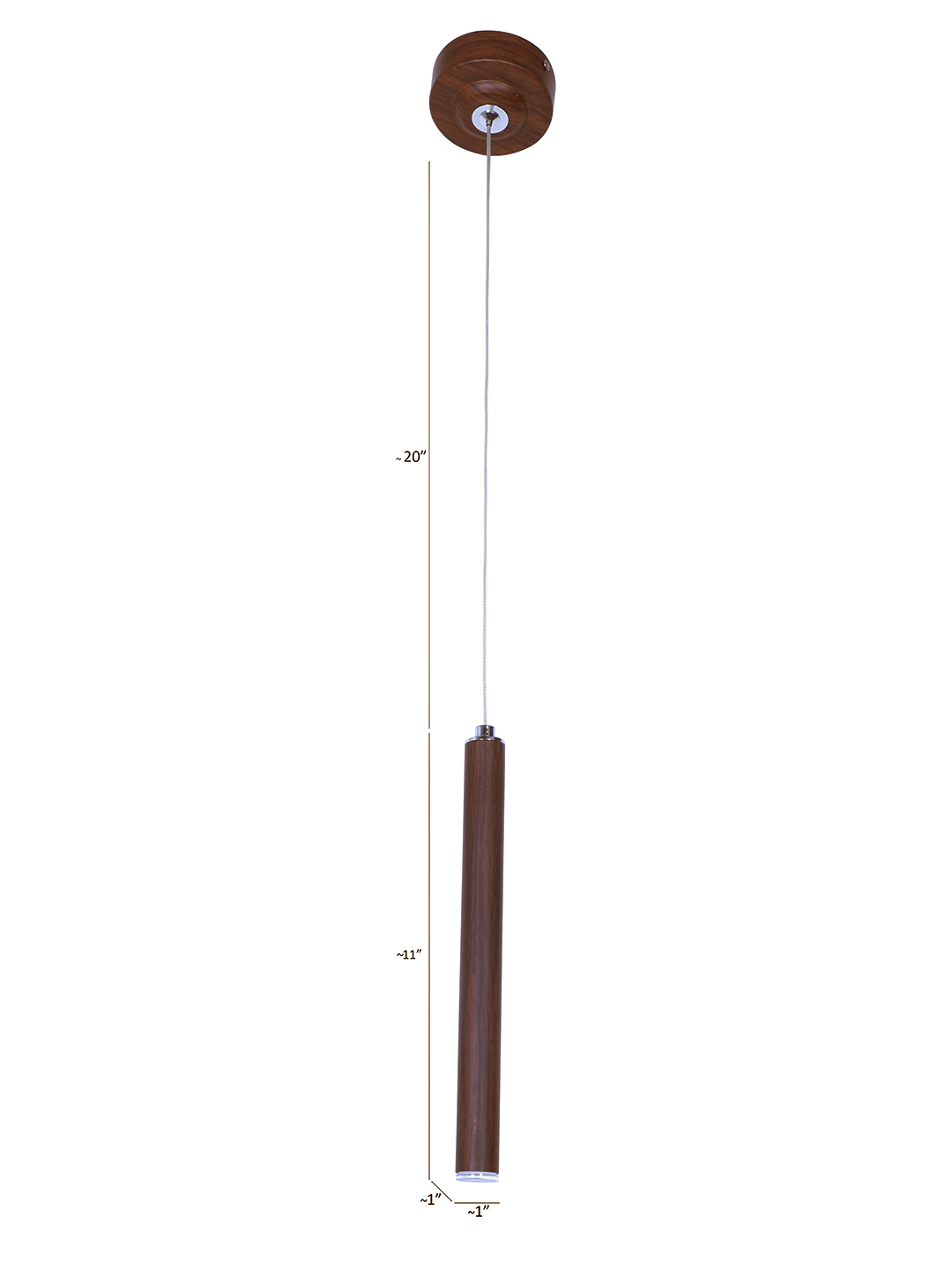 Modern Flute Tubular Wooden Finish LED Pendant Light for Dining Living Room