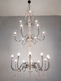Chic French Country 21 Lights 3 Tier Rustic White Wood and Wrought iron Candelabra Chandelier