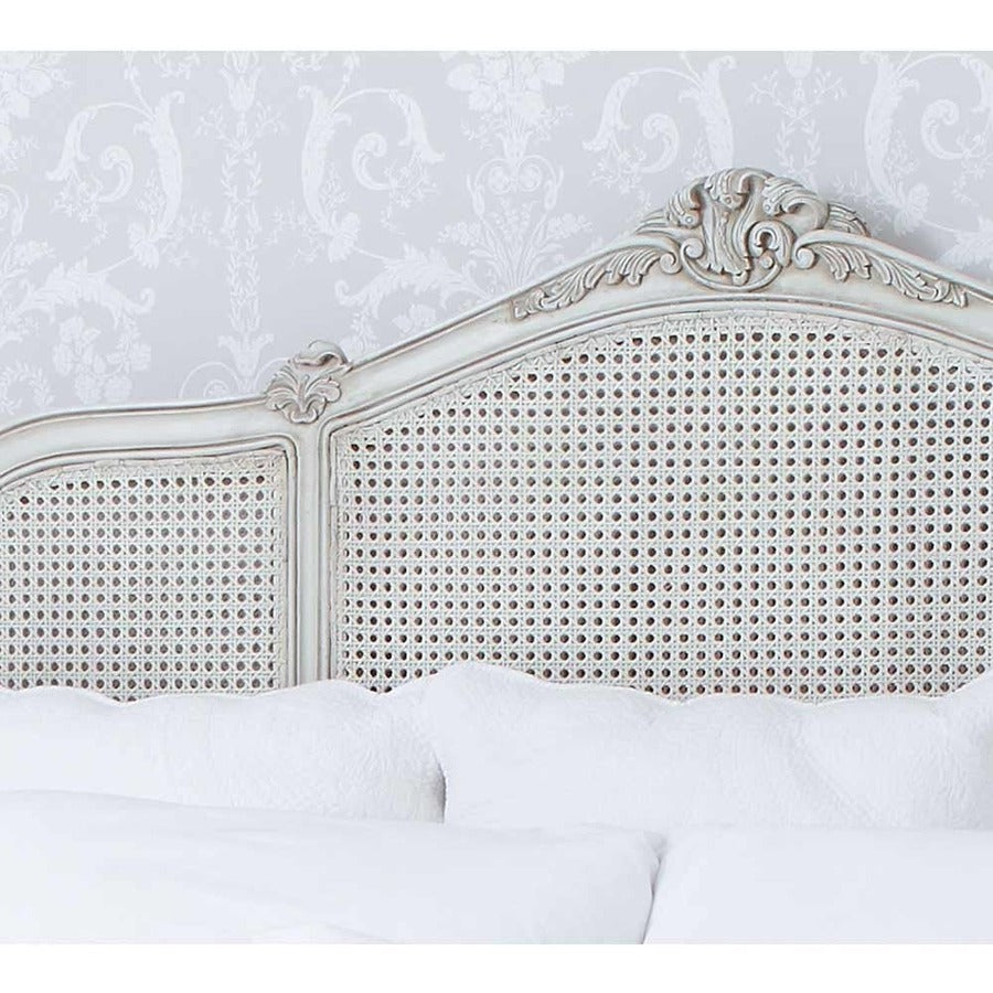 Grey Painted Rattan Bed