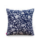 Indigo Kalamkari Cotton Cushion Cover – White Floral Print | Reversible | 4 Sizes