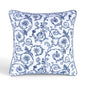 Blue & White Victorian Swirl Print Cotton Cushion Cover | Welted | Zip Closure | 4 Sizes