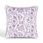 Red & White Victorian Swirl Print Cotton Cushion Cover | Welted | Zip Closure | 16×16"
