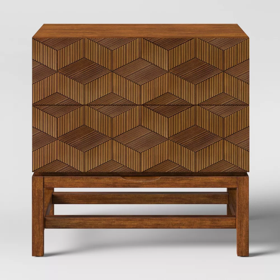 Geometric Front Nightstand Brown