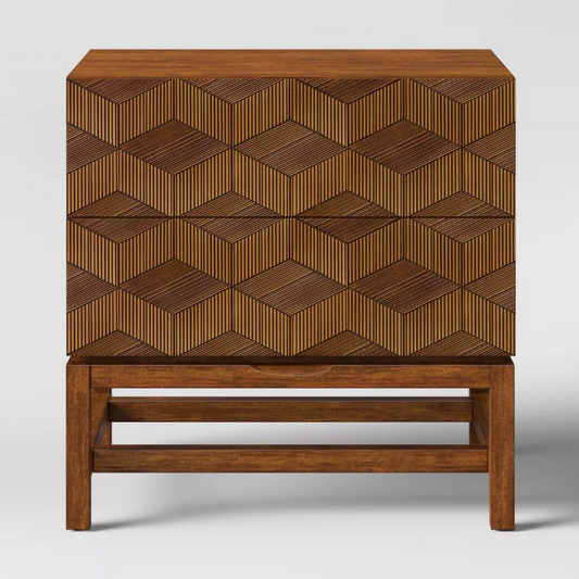 Geometric Front Nightstand Brown