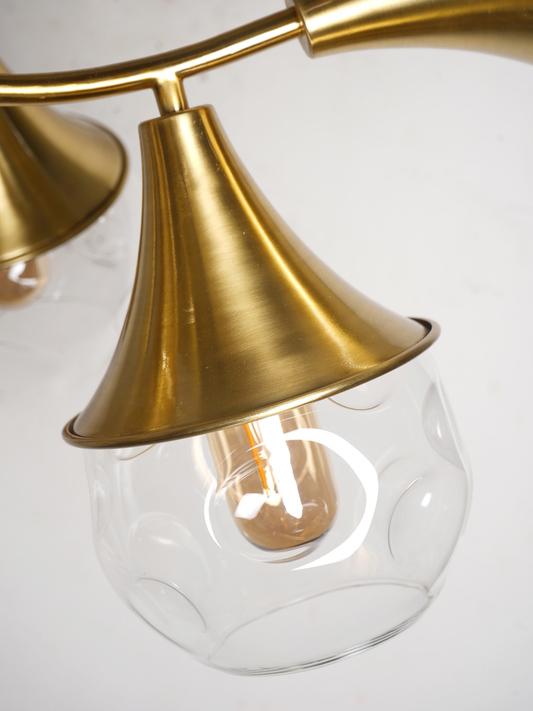 Golden Trumpet 10 Light Chandelier close up