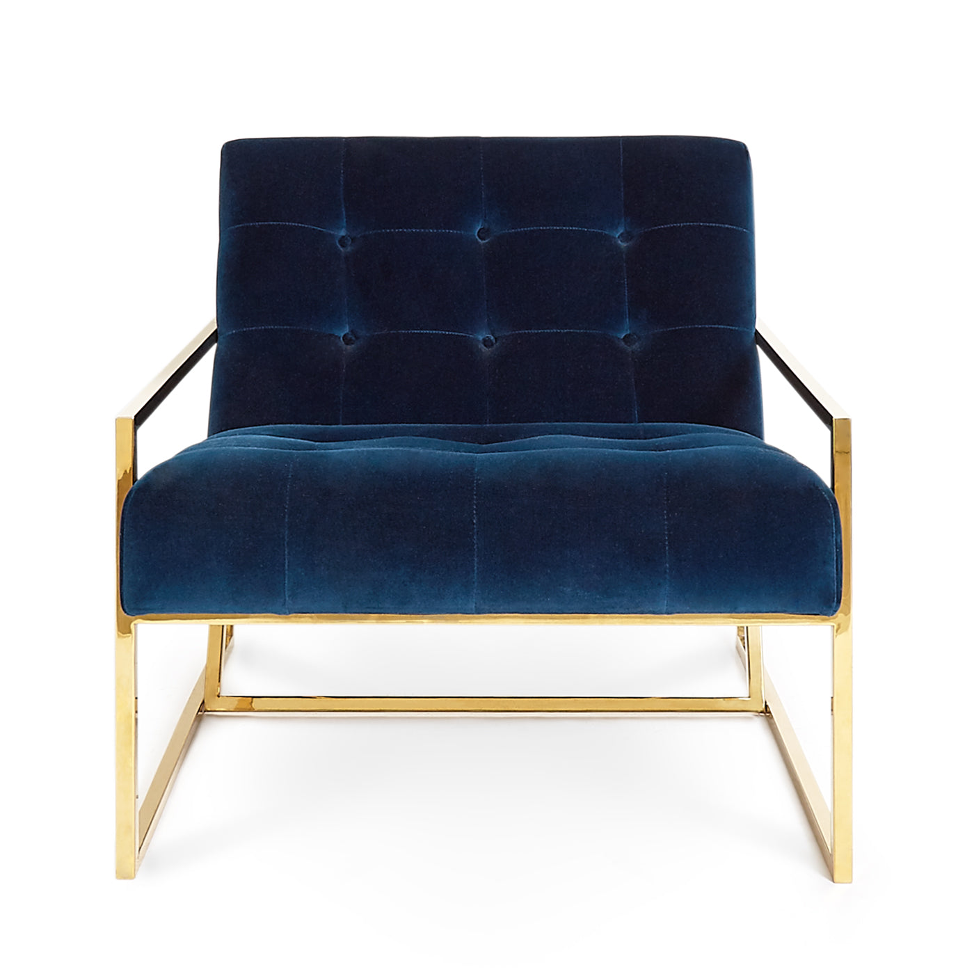 Elegant Gold Finish Luxe Velvet Lounge Chair with Tufted Cushions
