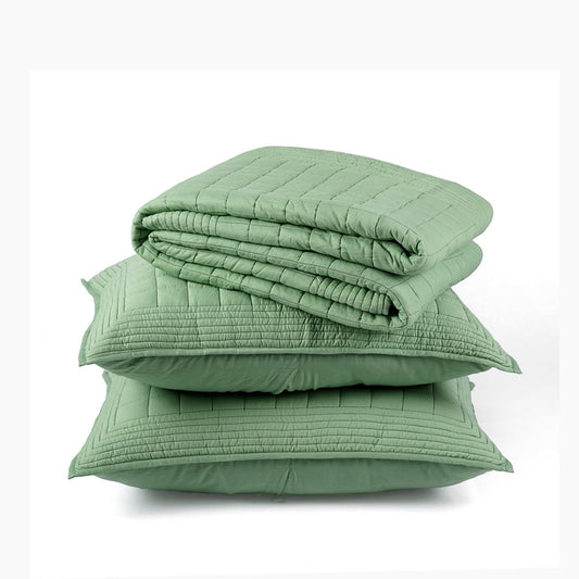 SAGE GREEN cotton Quilt with 2 coordinated pillow cases, Sizes available
