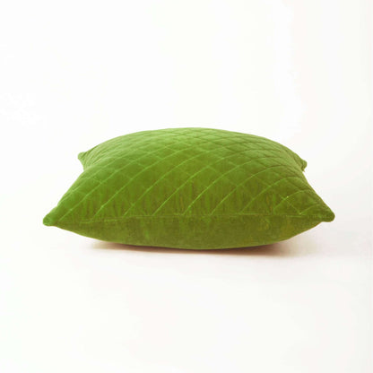 Lush Green Quilted Velvet Pillow Cover – Soft Decorative Throw