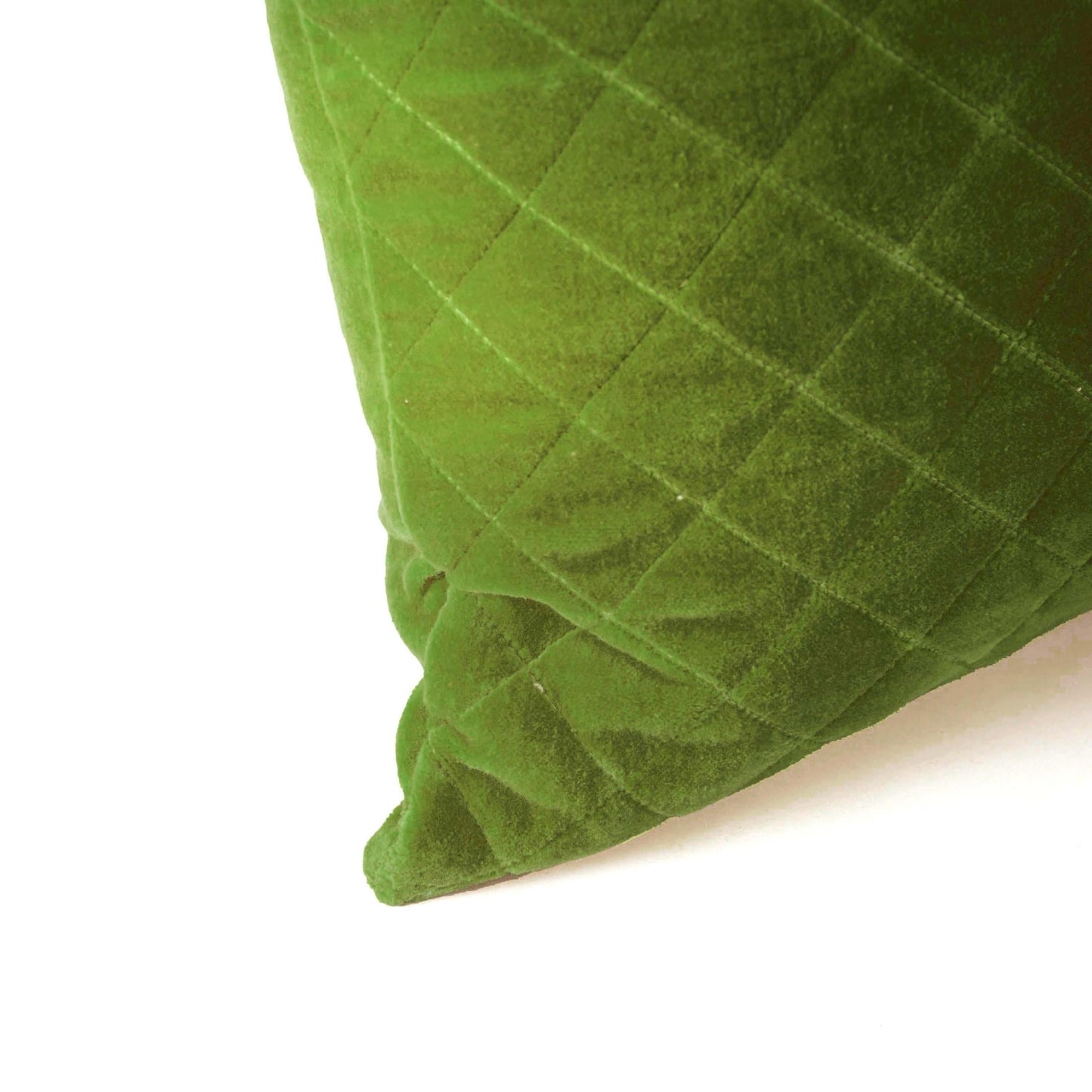 Lush Green Quilted Velvet Pillow Cover – Soft Decorative Throw