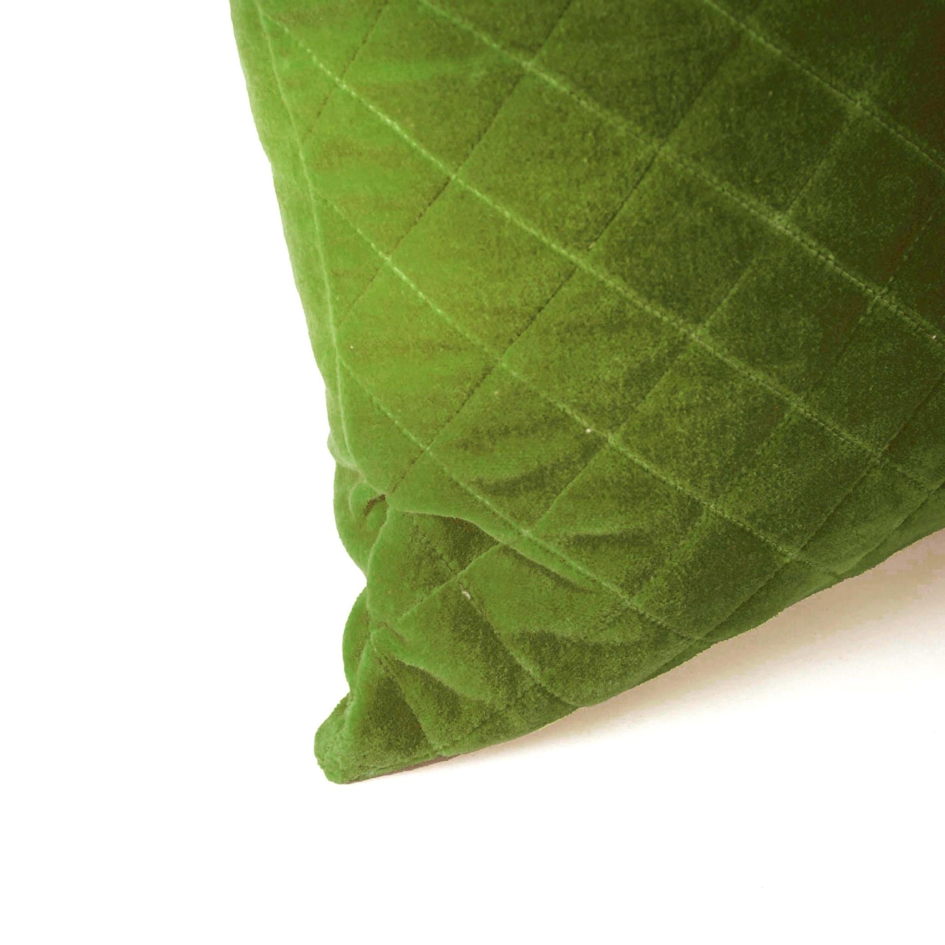 Lush Green Quilted Velvet Pillow Cover – Soft Decorative Throw