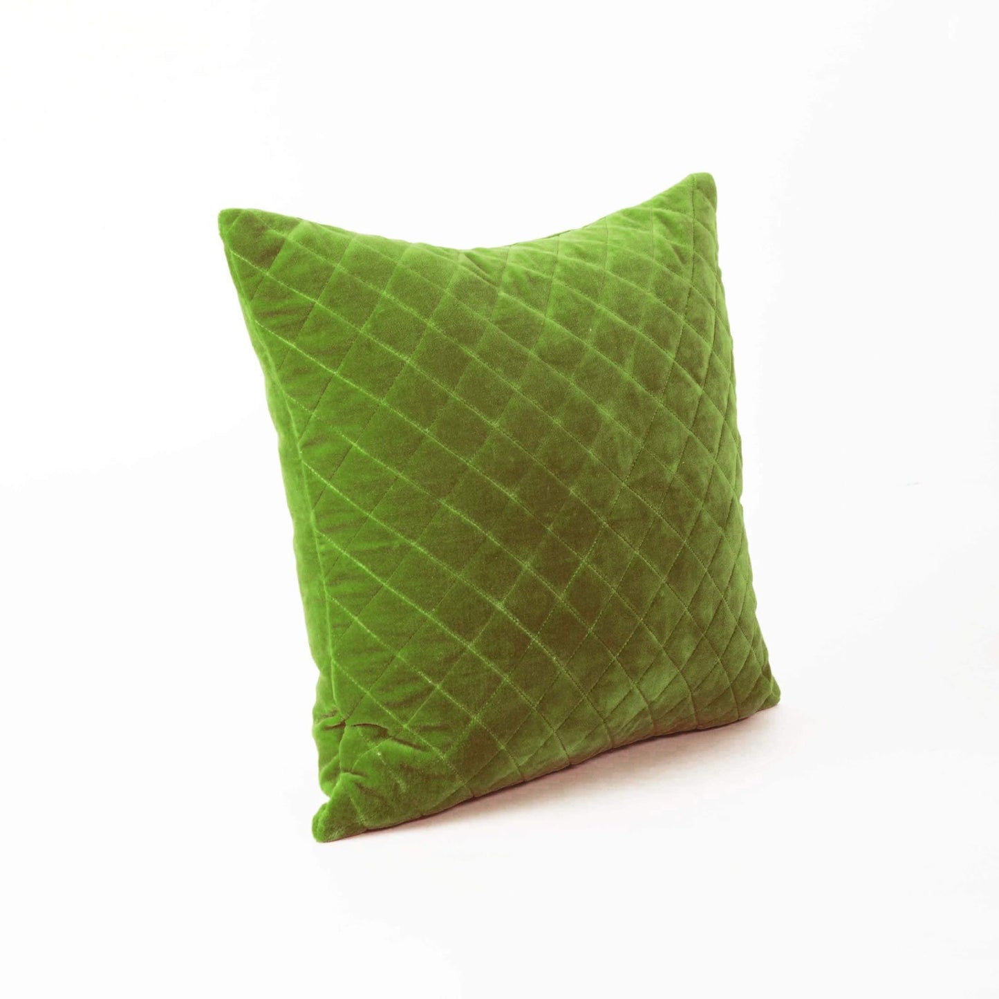 Lush Green Quilted Velvet Pillow Cover – Soft Decorative Throw