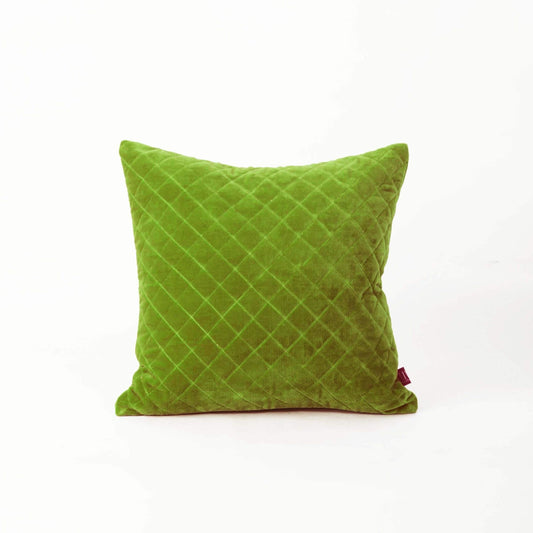 Lush Green Quilted Velvet Pillow Cover – Soft Decorative Throw