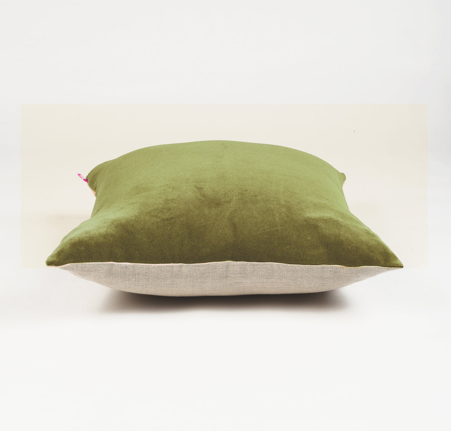 Green Velvet & Linen Reversible Cushion Cover – 18/16/20 Inch