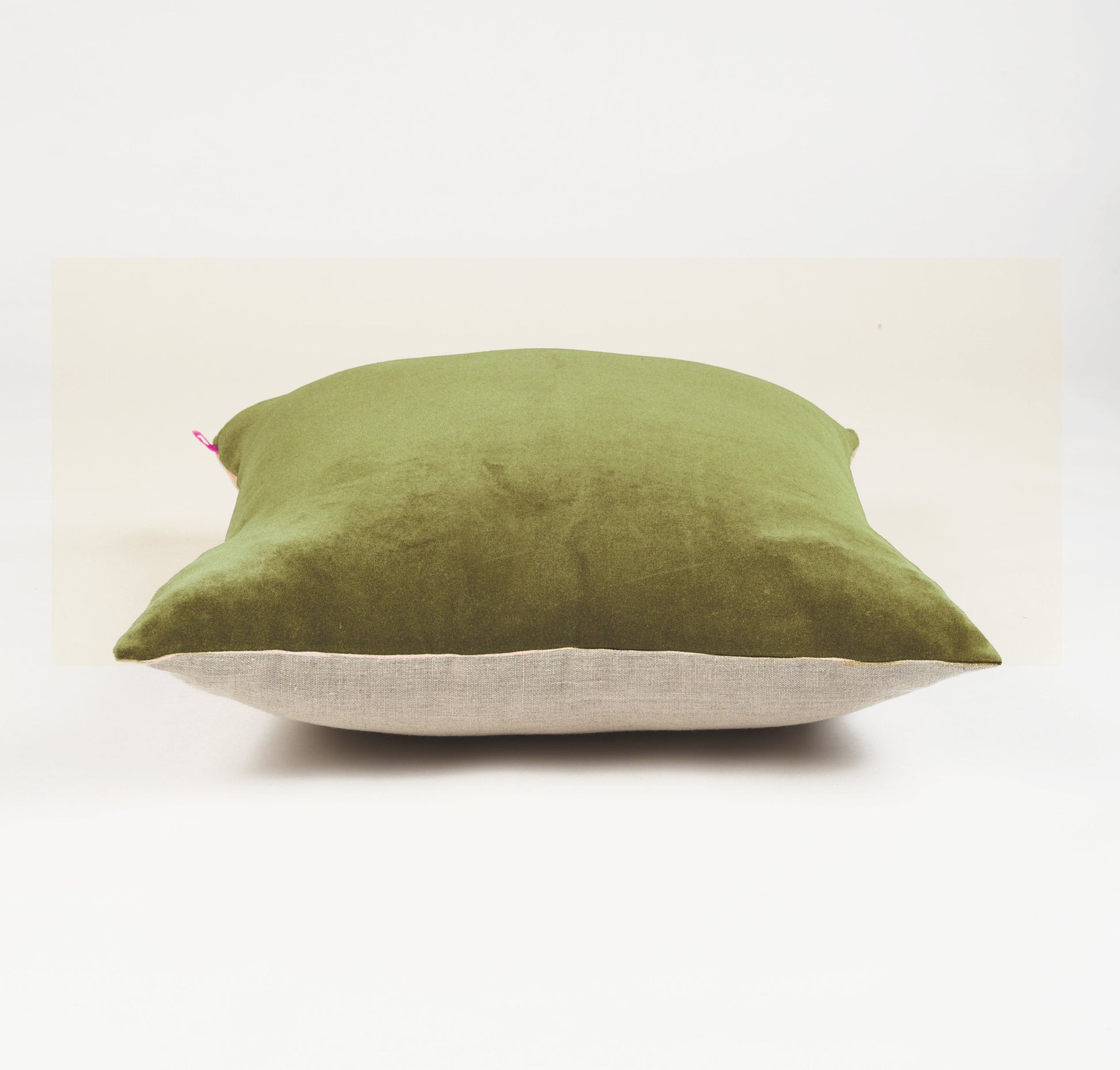 Green Velvet & Linen Reversible Cushion Cover – 18/16/20 Inch
