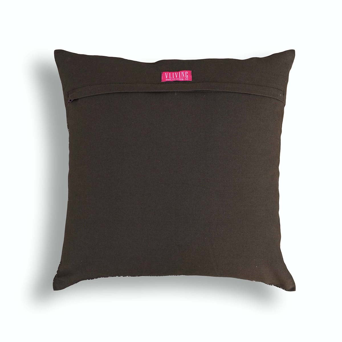 Elegant Brown Kalamkari Print Cotton Throw Pillow Cover – 24x24