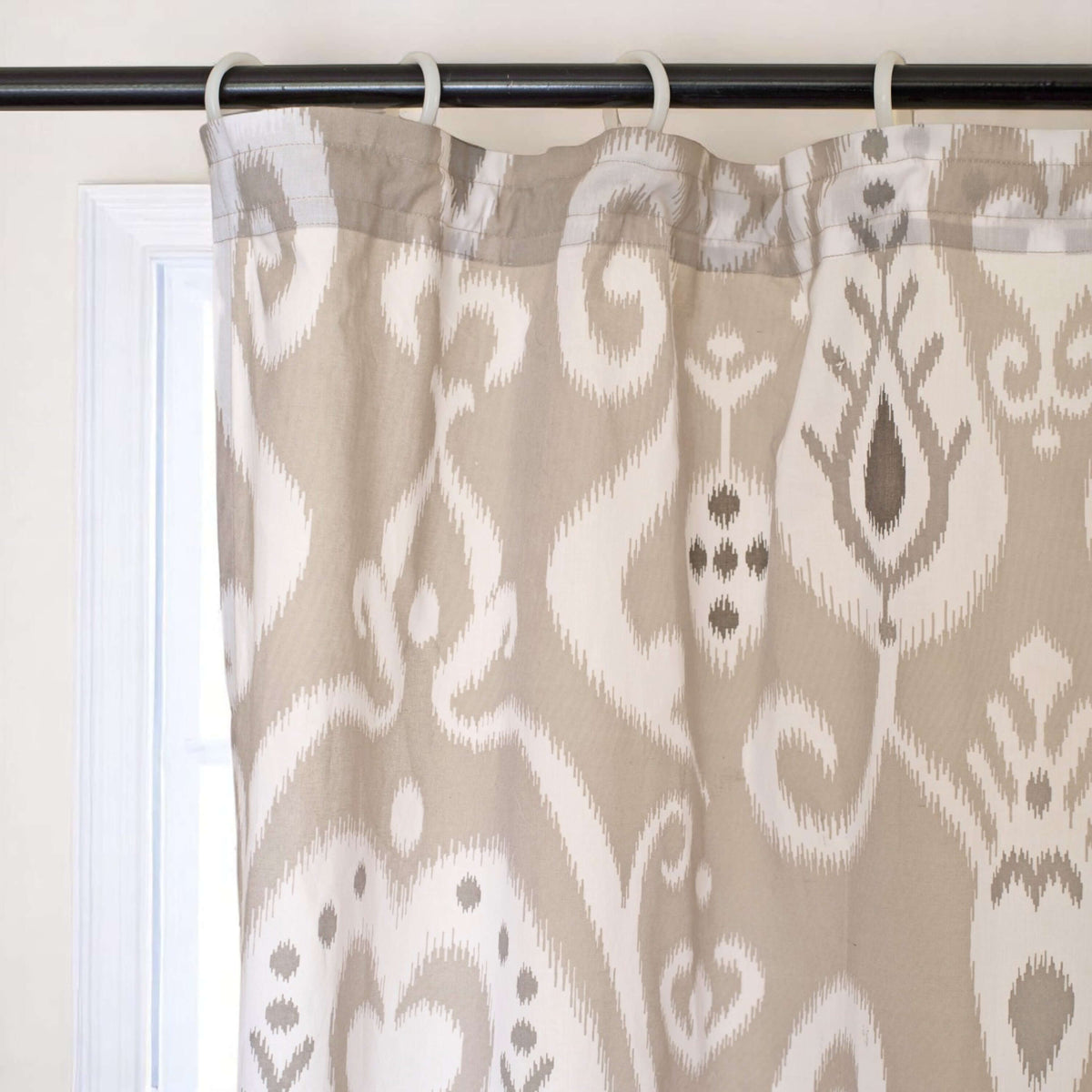 Grey Ikat Sheer Curtain Panel | Block Print Cotton Voile | 2 Sizes | 4 Hanging Styles