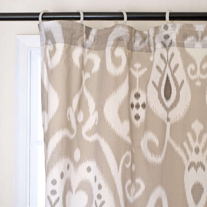Grey Ikat Sheer Curtain Panel | Block Print Cotton Voile | 2 Sizes | 4 Hanging Styles