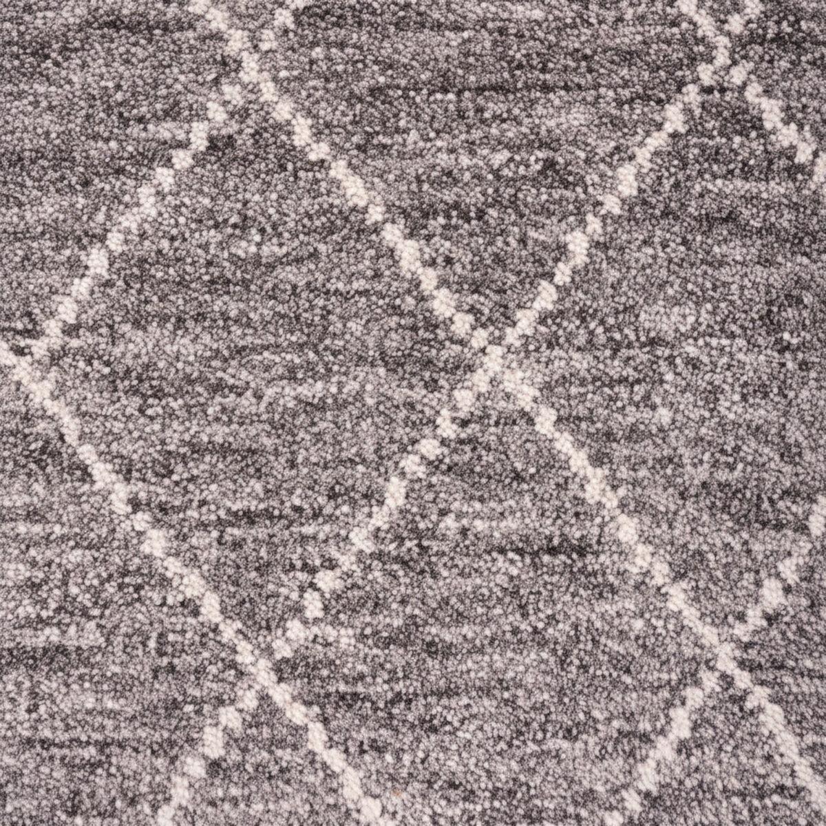 Moroccan Hand Tufted Wool Blend Carpet | Diamond Pattern | Grey, White & Rust | 3 Sizes
