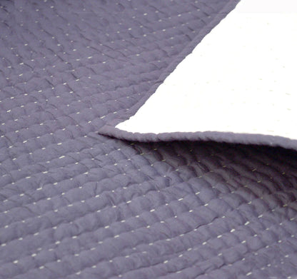 Kantha Bedspread - Lavender colour with chevron pattern quilting