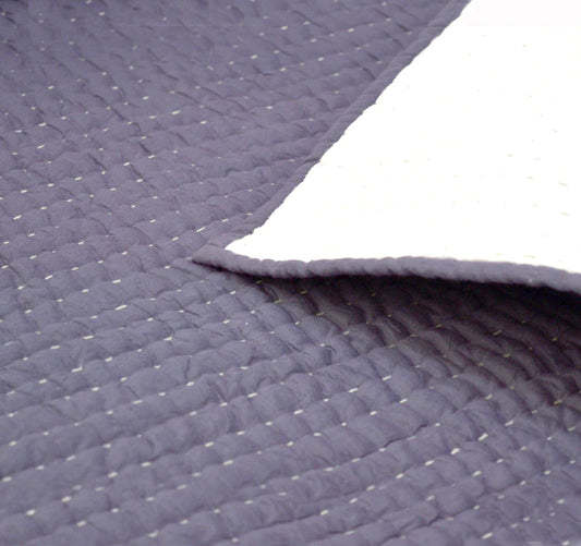 Kantha Bedspread - Lavender colour with chevron pattern quilting