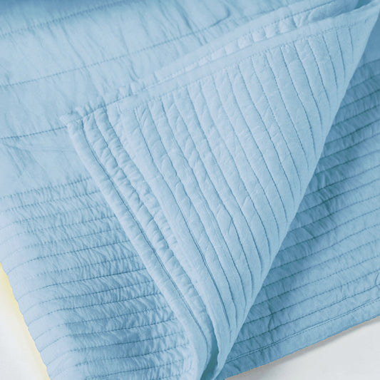 Blue 300TC quilted bedspread, stripe pattern luxury quilt, Sizes available