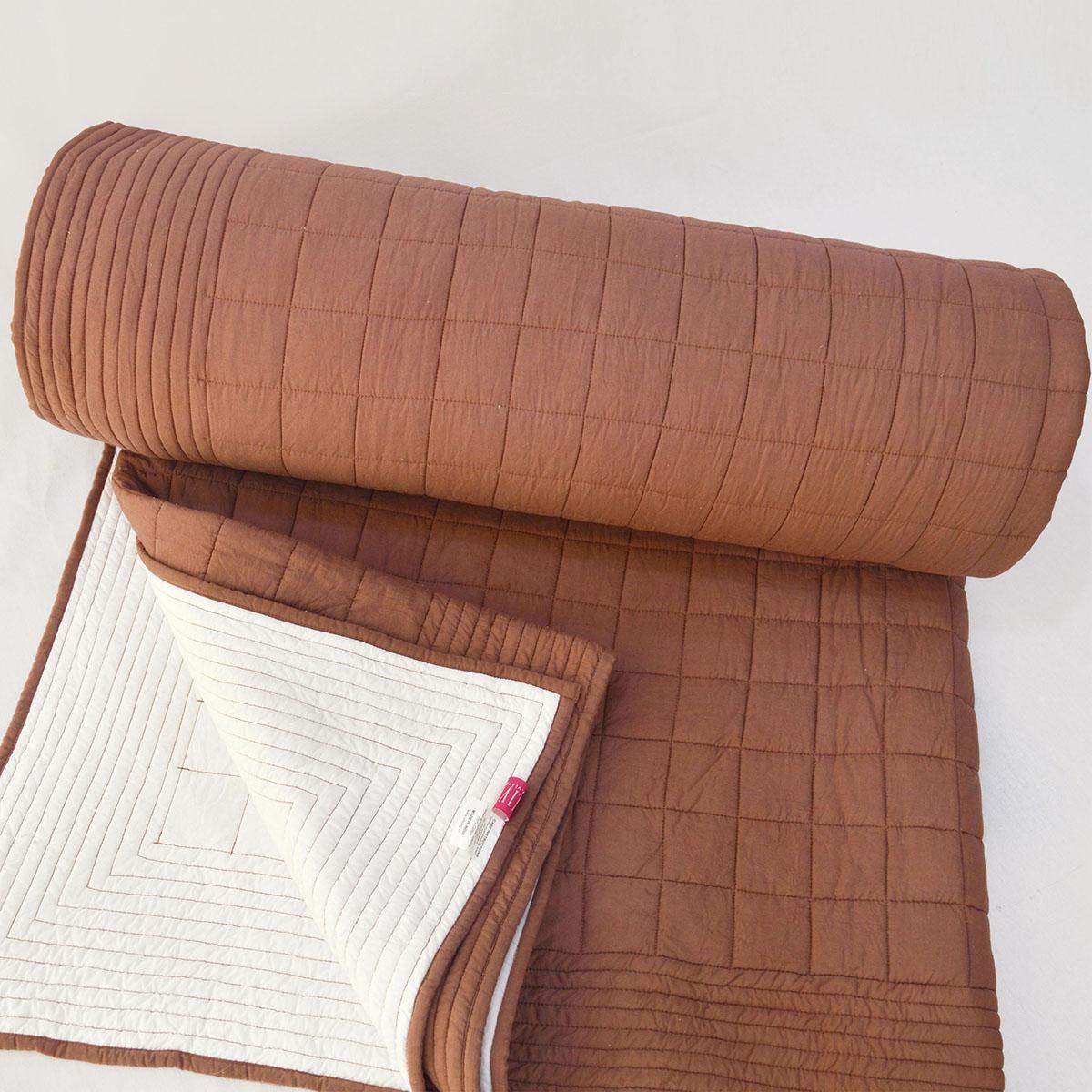 CLAY BROWN cotton Quilted - sets, quilts and pillow cases, Sizes available