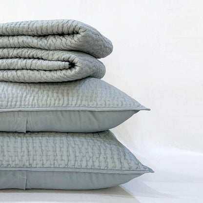 DUCK EGG colour handmade Kantha cotton Quilt with coordinated pillow cases, Sizes available